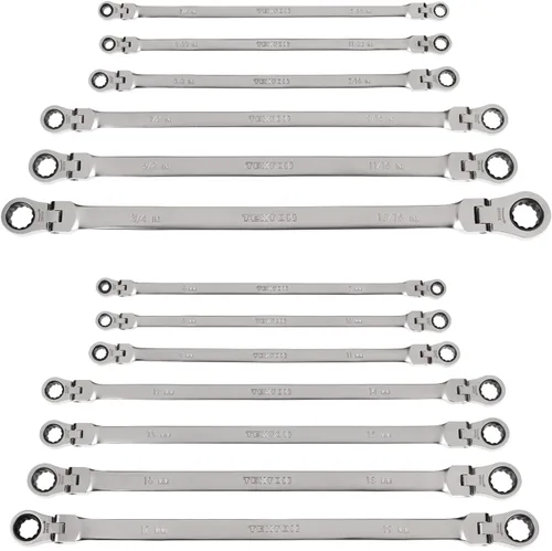 TEKTON WRB96002 - Juego de llaves de extremo de caja de trinquete de 12 puntos, 13 piezas (1/4-13/16 pulgadas, 0.236-0.748 in)