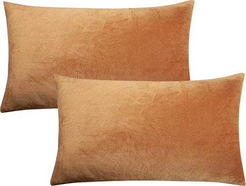 FLXXIE Paquete de 2 fundas de almohada de terciopelo con cremallera tamaño Queen, suaves y acogedoras, fundas de almohada decorativas sólidas con