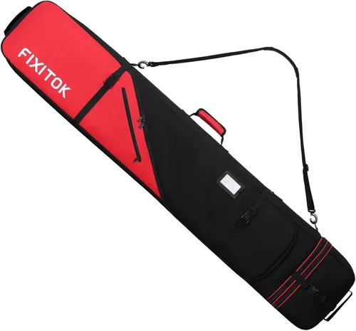 Miniatura 8 de FIXITOK Bolsa de snowboard y esquí para viajes aéreos, bolsa de snowboard acolchada completa impermeable que se ajusta a tabla, botas, ropa, casco