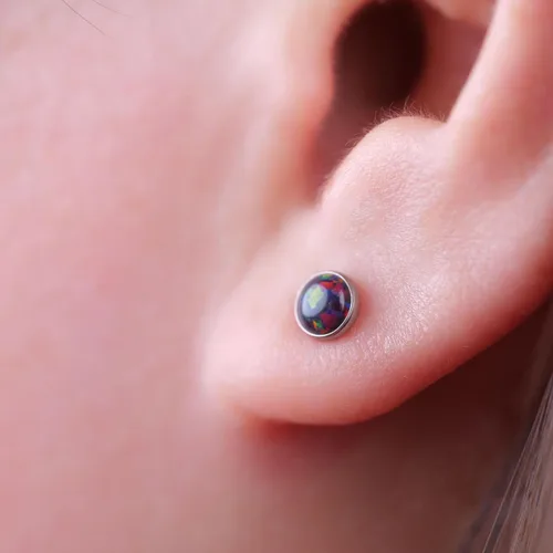 Miniatura 5 de Limerencia Aretes hipoalergénicos de titanio puro Aretes de ópalo Minimalistas, grado de implante Adecuado para orejas sensibles joyas delicadas