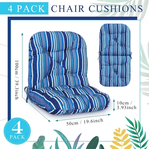 Miniatura 3 de Chunful Paquete de 4 cojines con respaldo copetudo para interiores y exteriores, resistentes a la intemperie, para muebles de césped de interiores