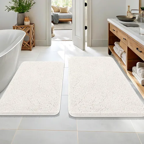 Miniatura 126 de OLANLY Juego de alfombras de baño de 2 piezas, alfombras de baño de chenilla suave y absorbente y alfombra de contorno en forma de U para inodoro