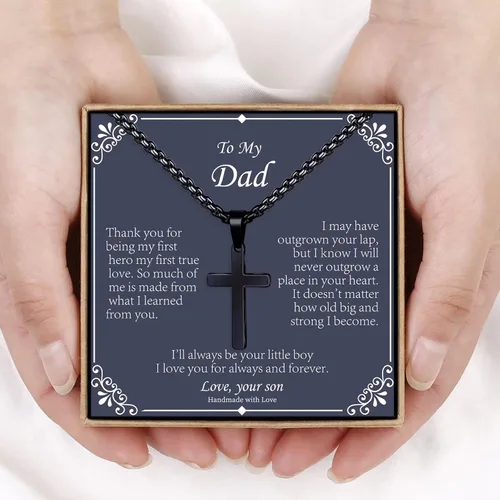 Miniatura 5 de IEFLIFE Collares de cruz, regalos para hombres, collar de cruz de platanegrooro, cadena de cadena con colgante de cruz para hombres, día del padre