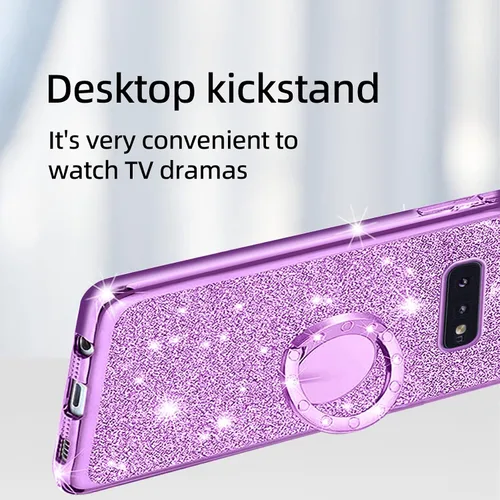 Miniatura 5 de Funda para Samsung Galaxy S10e, Galaxy S10e para mujer, con purpurina, cristal suave, transparente, TPU de lujo, bonita funda protectora con correa