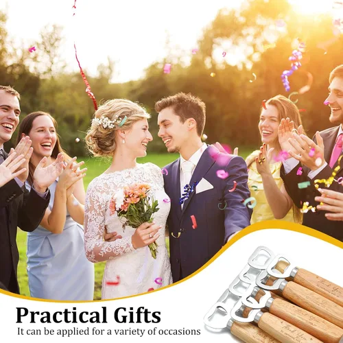 Miniatura 3 de Mifoci Abrebotellas de madera para boda, 20 unidades, abridor de botellas de vino de madera de acero inoxidable a granel, regalos grabados