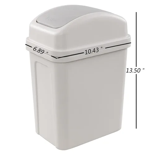 Miniatura 2 de Cubo de basura de plástico de 1.8 galones, bote de basura pequeño con tapa giratoria, ligeramente gris