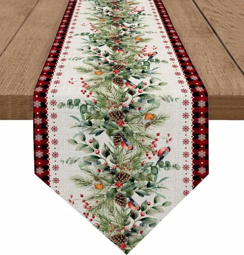 Miniatura 14 de Camino de mesa azul con alce navideño – 90 pulgadas de largo, copo de nieve de invierno, decoración de mesa de comedor para cocina, granja, Alce azul
