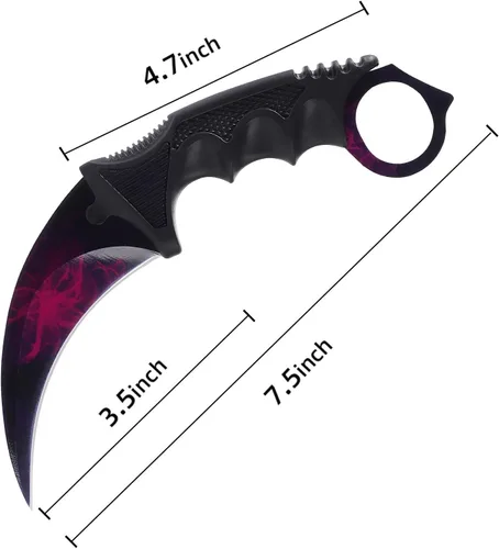 Miniatura 3 de TOPOINT Cuchillo Karambit, cuchillo de hoja fija de acero inoxidable con funda y cuchillo de cordón CS-GO para caza, campamento y supervivencia