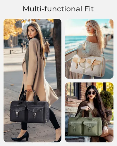 Miniatura 2 de BAGSMART Bolsa de lona para viajes, bolsas vintage de fin de semana para mujer, Beige