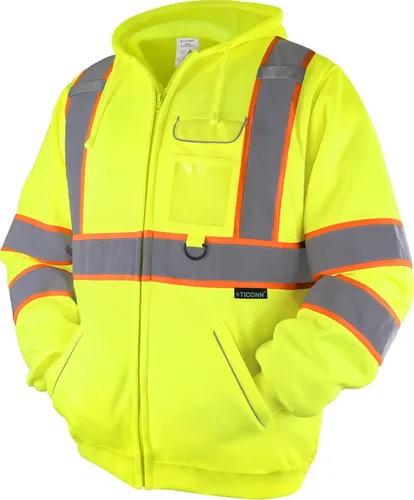 Miniatura 9 de TICONN Chaqueta con capucha de seguridad, sudadera con capucha reflectante de alta visibilidad, equipo de PPE para clima frío cumple con ANSI III
