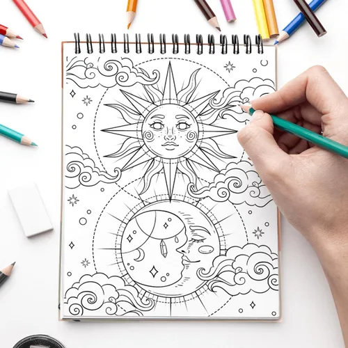 Libro para Colorear de Arte Minimalista Encuadernado en Espiral con Diseño Abstracto Básico Formas Estéticas Estilos de Simplicidad Tapa Dura