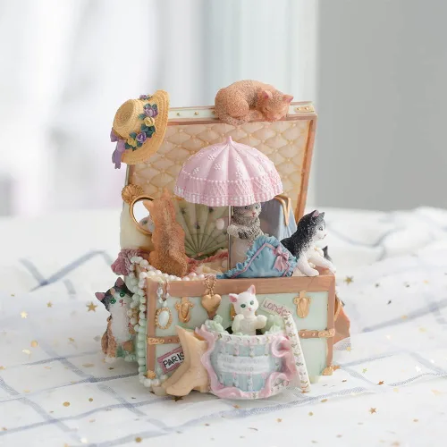 Miniatura 3 de LOVE FOR YOU Caja de música envuelta para regalo para amantes de los gatos, cofre del tesoro, decoración musical para niñas y mujeres, niños