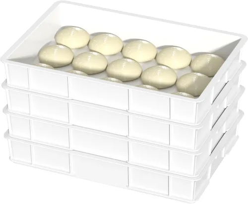 Miniatura 2 de Caja a prueba de masa, bandejas apilables comerciales para masa para pizza (23.75 x 16.25 x 3.8 pulgadas), color blanco, paquete de 4