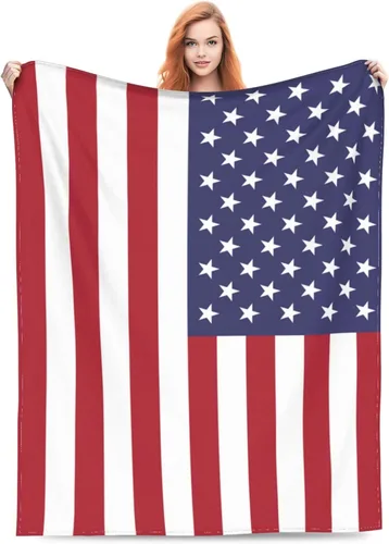Manta con la bandera estadounidense para niños, manta de franela decorativa para sofá, cama, sofá, viajes, campamento, automóvil, para cumpleaños,