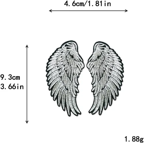 Miniatura 2 de 2 pares de alas de ángel plateadas bordadas para coser planchar en tela, parches de reparación para ropa, jeans, chaquetas, sombreros, zapatos, 4