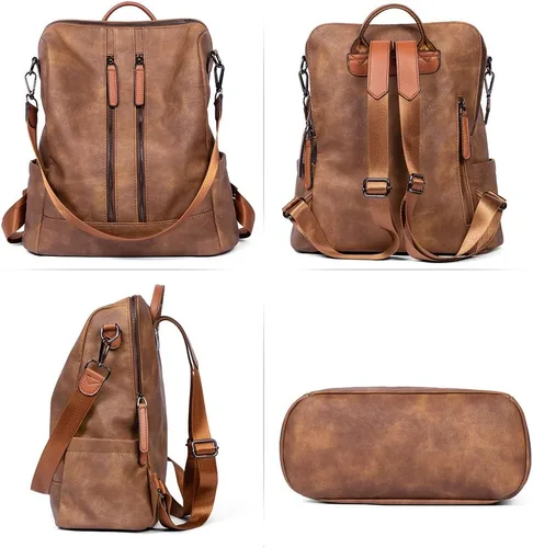 Miniatura 6 de CLUCI - Mochila de cuero para mujer, convertible, grande, para viajar, de diseñadora, moda, casual, bolso de hombro universitario