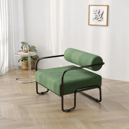 Yogald - Silla decorativa moderna, con marco de metal, cómoda y suave silla de lectura tapizada, para sala de estar, dormitorio, oficina en casa