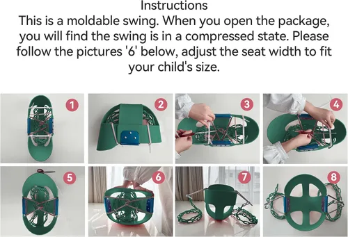 Miniatura 4 de KINSPORY Columpio para niños pequeños, cadenas de hierro recubiertas de 59" para bebé, columpio al aire libre, asiento de columpio para bebés