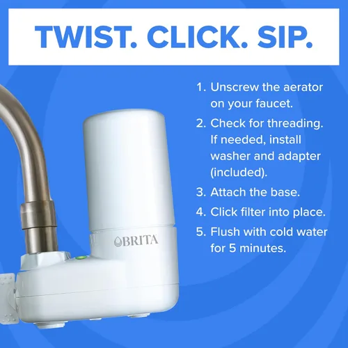 Miniatura 7 de Brita Sistema de filtro de agua para montaje en grifo, blanco, filtración sin espera, fácil instalación, filtro de agua multiusos para cocinas