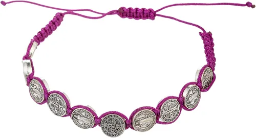 Pulsera hecha a mano de San Benito Virgen María con dije de cruz para mujeres hombres niños y niñas cuerda roja y negra regalos católicos trenzados