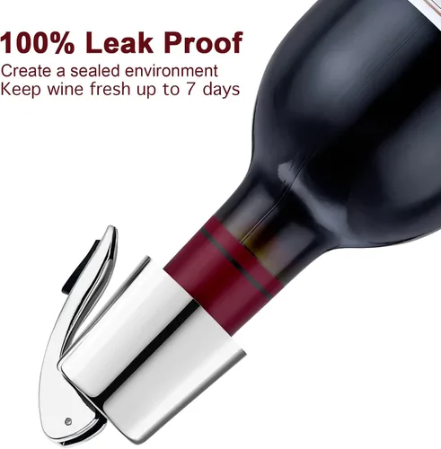 Miniatura 3 de Tapones de vino para botellas de vino con tapón de botella de vino al vacío de acero inoxidable con corchos de vino reutilizables de silicona, a