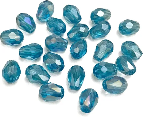Miniatura 13 de 120 cuentas de cristal ámbar con agujero vertical de lágrima de 0.236 x 0.315 pulgadas, cuentas espaciadoras AB de cristal con forma facetada