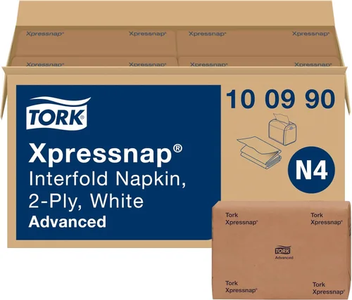 Miniatura 13 de Tork Xpressnap® Servilleta Dispensadora Blanca N4, Dispensado de Una a la Vez, 1 capa, Pliegue 1/4, 13" x 8.5", 12 x 500 Servilletas, 109000