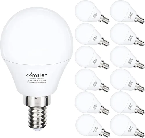 Miniatura 9 de comzler - Bombillas LED para ventilador de techo, bombillas de candelabro - Equivalente a 60 W, 4000 K, luz blanca fría, base E12 de candelabro