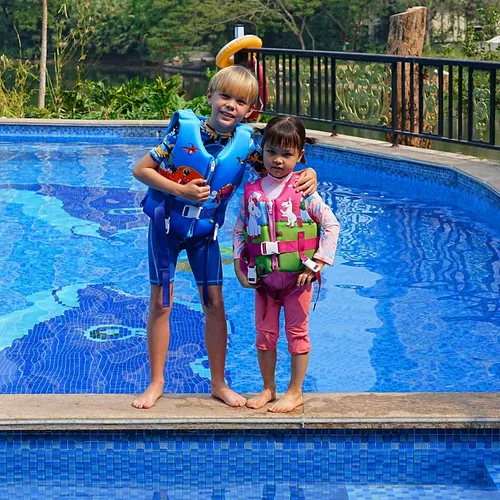 Miniatura 5 de REALIKE Chaleco de Natación para Niños Flotadores para Niños Pequeños Correa de Seguridad Ajustable Ayudas de Natación para Niños Pequeños Niños