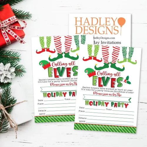 Miniatura 5 de Hadley Designs 25 invitaciones de fiesta de Navidad - Tarjetas de invitación de vacaciones premium para niños y adultos, invitaciones de fiesta