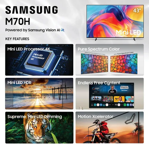 Miniatura 3 de Samsung Smart TV Samsung Vision AI Companion de 43 pulgadas Class Mini LED M70H Series (modelo 2026, 43M70H) Procesador LED 4K, color de espectro