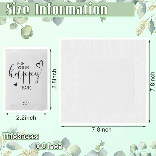 Miniatura 4 de Spiareal 50 pañuelos de lágrimas felices para boda de 3 capas para tus lágrimas felices, paquetes de pañuelos para invitados, mini papel de bolsillo