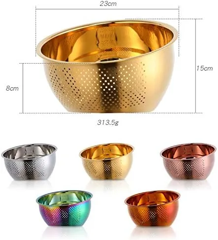 Miniatura 7 de Meisha - Cuenco de lavado de arroz, colador versátil 3 en 1 de acero inoxidable y colador de cocina con escurridor lateral para arroz, verduras