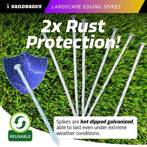Miniatura 5 de Sandbaggy Estacas galvanizadas de 6 pulgadas para bordes de paisaje, clavos de paisaje en espiral, acero de calibre 7, ideales para suelos rocosos