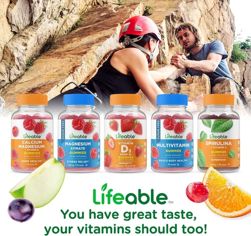Miniatura 5 de Lifeable Paquete de gomitas de calcio con vitamina D + calcio y magnesio, gran sabor, suplemento vitamínico, sin gluten, sin OMG, masticables