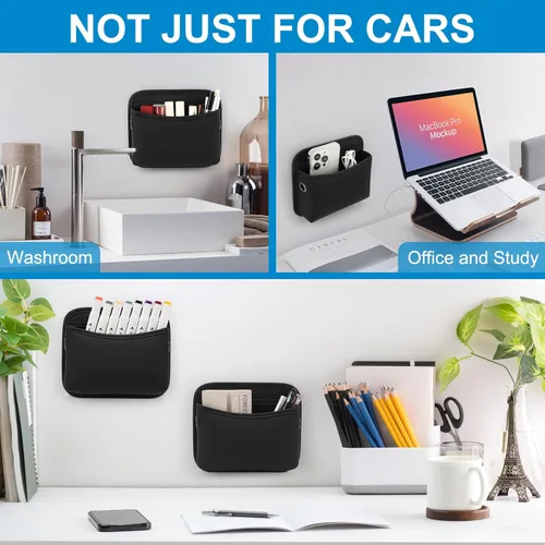 Miniatura 7 de Accmor Organizador de bolsillo lateral para asiento de automóvil, bolsa de piel sintética para asiento de automóvil, puerta, ventana, consola