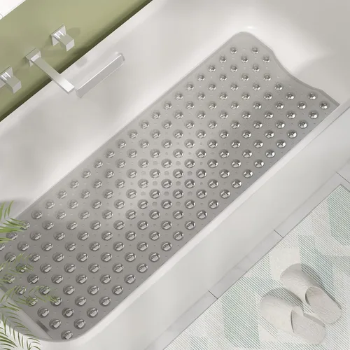 Miniatura 2 de AmazerBath Tapete de ducha antideslizante de 40 x 16 pulgadas, tapete de ducha con ventosas y agujeros de drenaje, tapete de baño antideslizante
