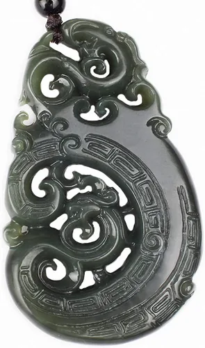 Miniatura 27 de China Natural Hetian Green Jade Nefrita Tallado Fengshui Zodiaco Dragón Bestia Colgante Amuleto Dragón 3#