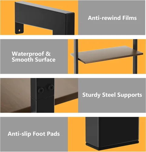 Miniatura 8 de Tangkula Estante de escalera industrial contra la pared, estantería de escalera de 5 niveles con marco de metal, estantería abierta de 72 pulgadas