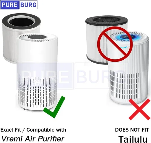 Miniatura 2 de PUREBURG Filtro de repuesto compatible con purificador de aire Vremi y HOKEKI VK-6067B, paquete de 2 unidades de limpieza de aire de carbón activado