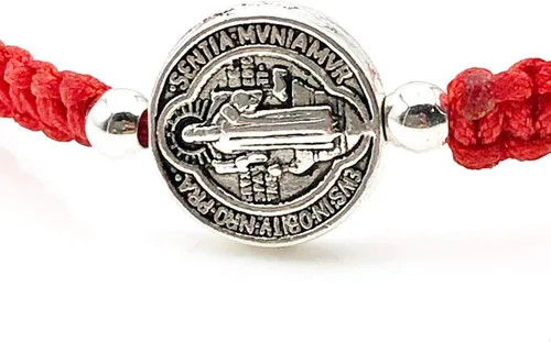 Miniatura 5 de St Benedict Medal Adjustable Red String Protection Bracelet for Mens Pulsera San Benito para Hombre