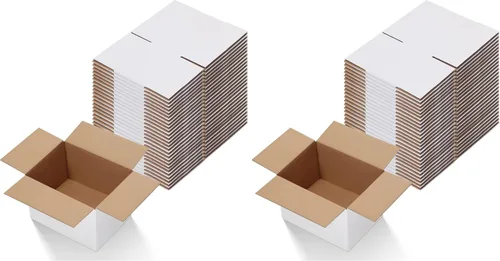 Miniatura 35 de Calenzana Juego de 40 Cajas de Envío 8x6x6, Caja de Cartón Corrugado Blanco para Envío, Embalaje de Regalos, Pequeña Empresa