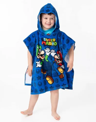 Miniatura 3 de Super Mario Toalla Poncho para niños Toalla de baño de personajes de juegos para niños Mario Brothers Luigi & Mario Star Blue Changing Robe