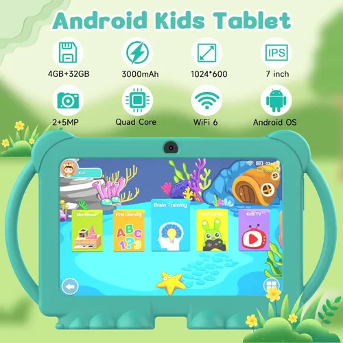 Miniatura 2 de Tablet para niños de 7 pulgadas para niños y niñas, tabletas Android para niños, 4 GB RAM 32 GB ROM, tablet para niños pequeños, WIFI Bluetooth