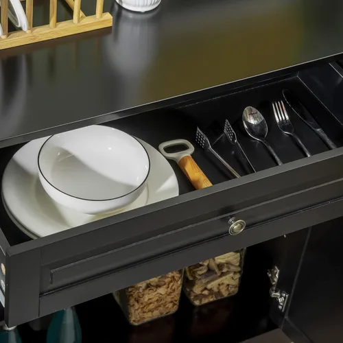 Miniatura 9 de HOMCOM Armario aparador de buffet, armario aparador moderno con almacenamiento y 2 cajones, estación de barra de café con estantes ajustables