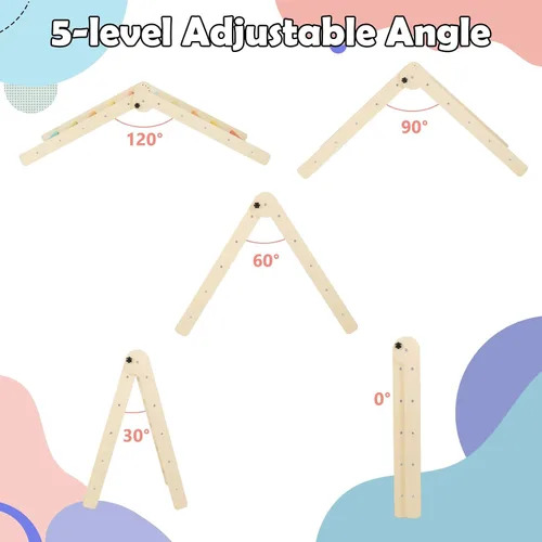 Miniatura 4 de Olakids Juego de Triángulo Pikler 7 en 1 Juguetes de Escalada para Niños Pequeños de 1 a 3 Años Interior Plegable de Madera Montessori Gimnasio