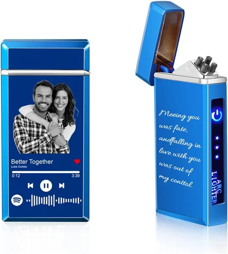 Miniatura 7 de Encendedor de canción con código de Spotify personalizado, encendedor de arco eléctrico a prueba de viento, interruptor táctil grabado