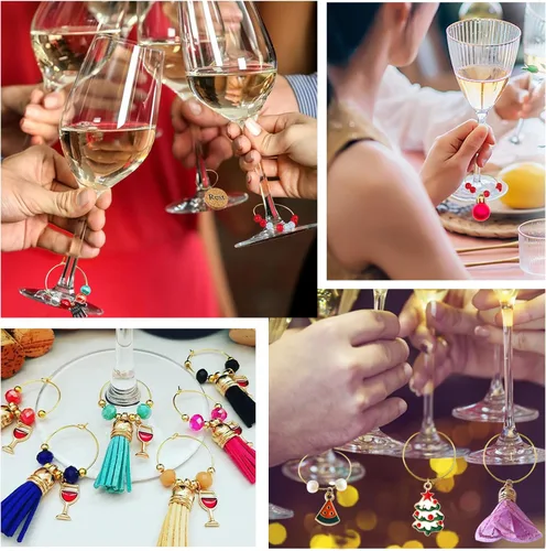 Miniatura 6 de TOAOB - 100 anillos encantadores de copa de vino de 0.98 pulgadas (0.984 in), aretes abiertos de oro con cuentas