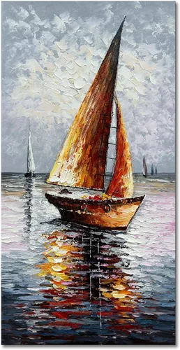 Miniatura 12 de zoinart Arte de pared 3D texturizado pintado a mano, 24 x 48 pulgadas, pinturas al óleo coloridas abstractas, arte de pared grande para decoración