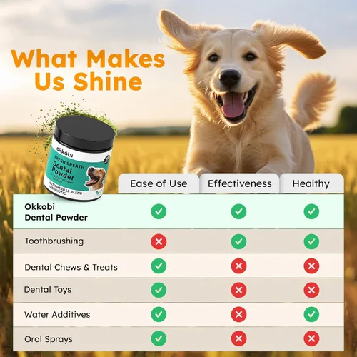 Miniatura 4 de Polvo de limpieza de dientes de perro, ambientador de aliento de perro + cuidado dental para perros y gatos + removedor de sarro para dientes